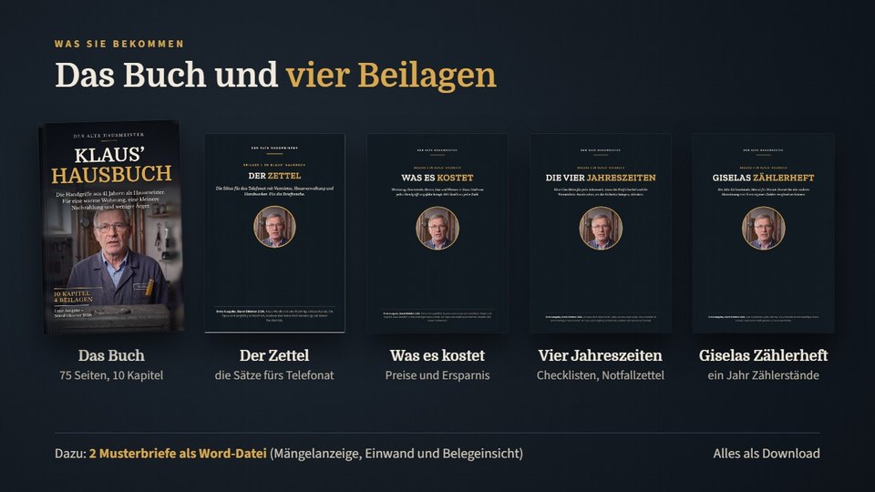 Das Buch und die vier Beilagen: Der Zettel, Was es kostet, Die vier Jahreszeiten, Giselas Zählerheft